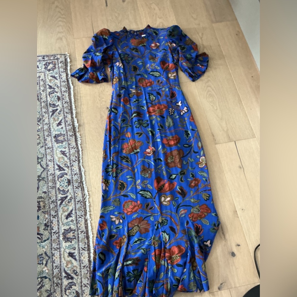 RHODE Blue Floral Midi Dress